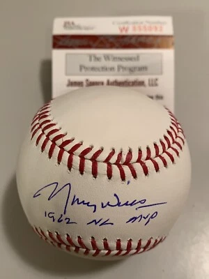 Maury Wills “1962 NL MVP” Dodgers Signed Official MLB Baseball! JSA # W655092 - Image 1 of 2