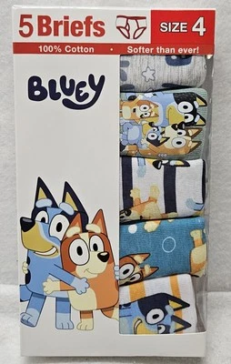Bluey Boys' 100% Cotton Briefs Character Underwear, 5-Pack, Size 4/New - Image 1 of 4