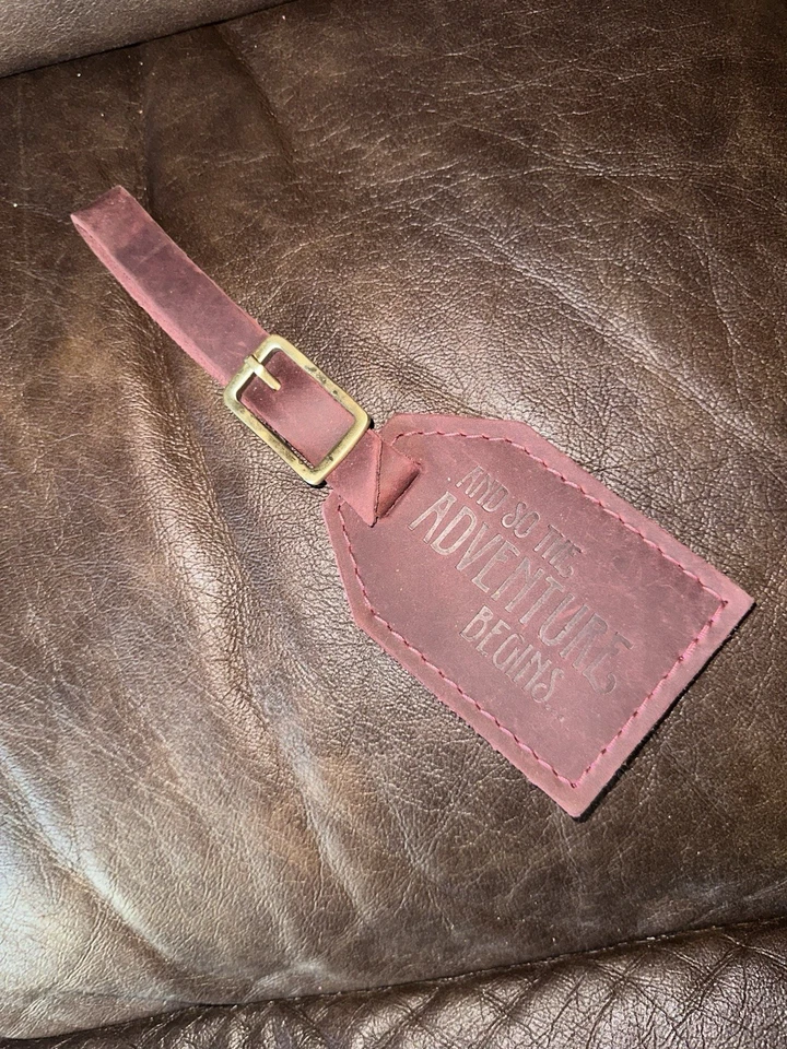 Portland Leather Goods Merlot Luggage Tag And So The Adventure Begins - Image 1 of 1
