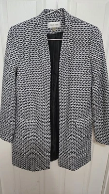 Blazer chaqueta de punto de tweed para mujer Calvin Klein - talla 8 - azul marino/blanco ropa profesional Foto 1 de 4