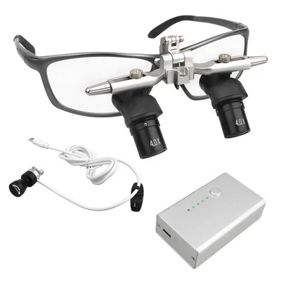 Lupas cirúrgicas odontológicas 48° Ergo 4.0X com holofote LED 5W  - Imagem 1 de 4