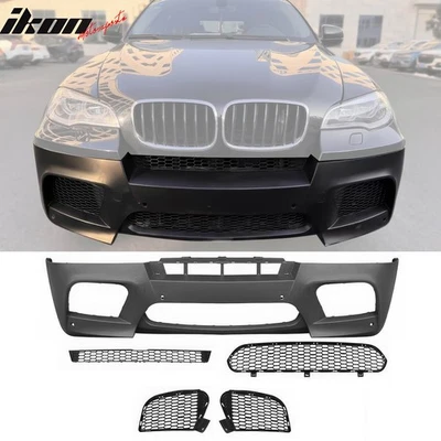 For 08-14 BMW X5 E71 X6M Style PP Front Bumper Cover Conversion + Grilles W/ PDC - Изображение 1 из 4