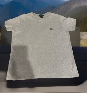 Y2K Lauren Ralph Lauren Tee Womens Sz L Grey Distressed Made In Macao Casual LRL - Picture 1 of 5