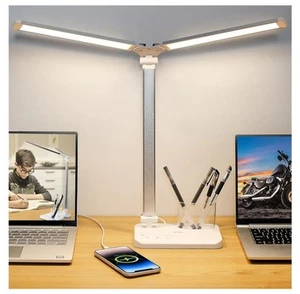 IVict Dual Schwenkarm LED Schreibtischlampen, 5 Lichtmodi x 10 Helligkeitsstufen Schreibtisch - Bild 1 von 7