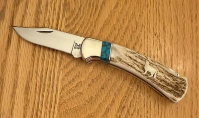 CUCHILLO RARO BUCK 112 CIERVO Y TURQUESA WILDE BILL CODY WOLF NUNCA USADO N10 Foto 1 de 4