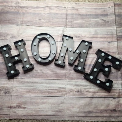 Black Plastic 9" Marquee H.O.M.E. Light Up Letters Sign for Home Decoration Deco - Image 1 of 4