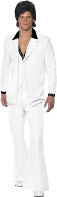 Traje de ocio blanco de los años 70 para hombre disfraz talla grande tema discoteca ofiosos de Halloween Foto 1 de 3
