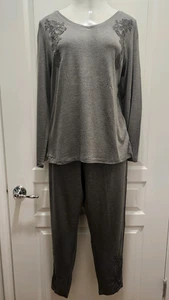 SOFT SURROUNDINGS GRAY EMBELLISHED PAJAMAS SIZE L - Picture 1 of 6