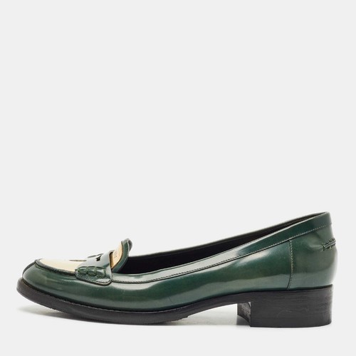 SAINT LAURENT (YSL) Mocassini Saint Laurent Penny in pelle verde taglia 37