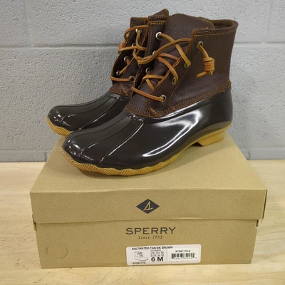 Botas de lluvia Sperry para mujer 6 marrón tostado agua salada Preppy Duck goma O13 Foto 1 de 4