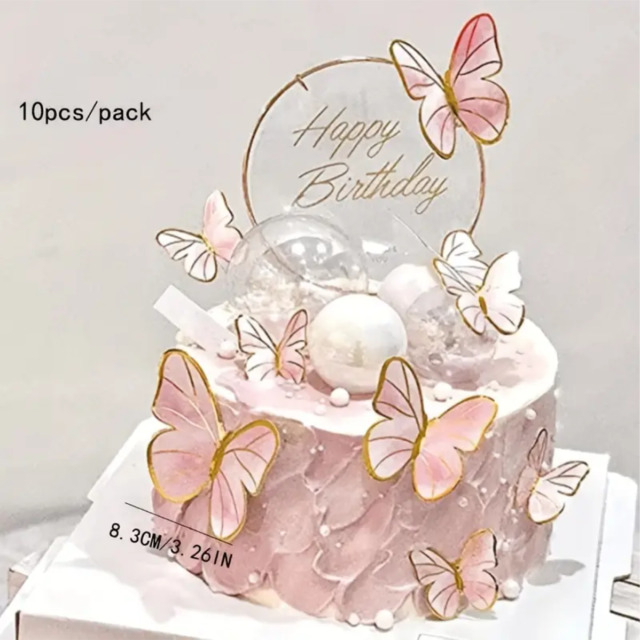 10pcs roxo bolo de borboleta toppers feliz aniversário festa de casamento  cupcake cake decoração