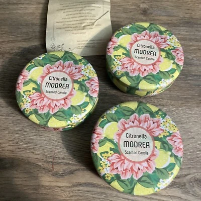 X3 MODREA Scented Citronella Candles 3-Wick Outdoor & Indoor Natural Soy Wax - Image 1 of 3