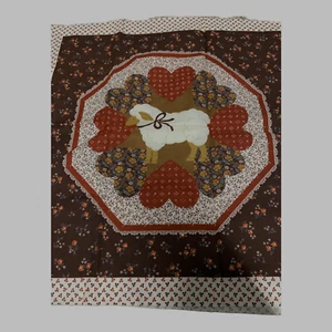 Vintage VIP Fabric Lamb Design  Country Decor Pillow Panel Brown Floral Kit - Picture 1 of 5