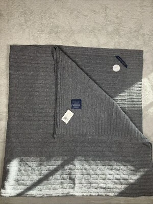 NUEVO CON ETIQUETAS Ralph Lauren 100% Cachemira Cable Manta 60x60 Mercedes Carbón X3 Foto 1 de 4