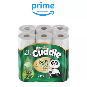 Panda Cuddle Soft Quilted 3 Ply Toilet Tissue 18 | 45 | Rolls Aloe Vera Lemon - Picture 1 of 9