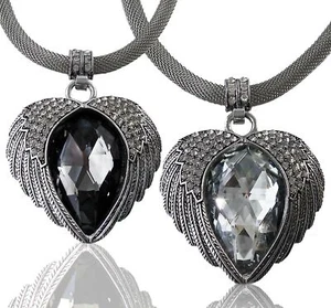 Statement Kette silber Anhaenger Herz Zirkonia Strass Collier Bloggerkette KV1 - Bild 1 von 18