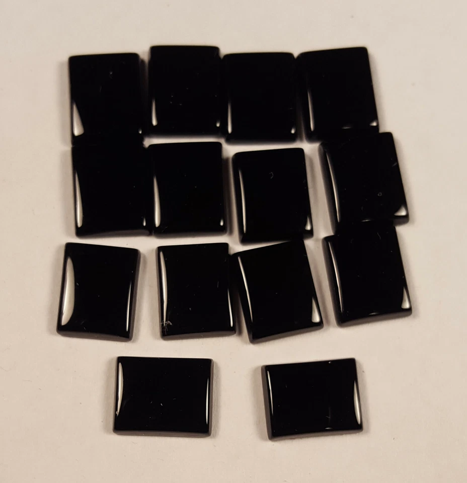 BLACK ONYX 10 x 8 mm Rect cabochons. - Image 1 of 1