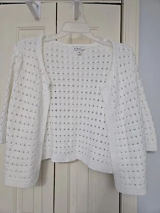 Kim Rogers Open Knit 3/4Sleeve Career Cardigan Stretch Size Large - Picture 1 of 5