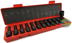 12 Stck. 3/8 Zoll Antrieb Universal drehbar Schlagschrauber Steckschlüsselsatz CR Molybdän SAE - Bild 1 von 3