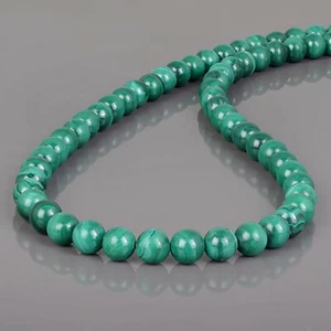 6mm Verde Natural Malaquita Cuentas Redondas Piedra 18" Collar 925 Plata Cierre - Imagen 1 de 5