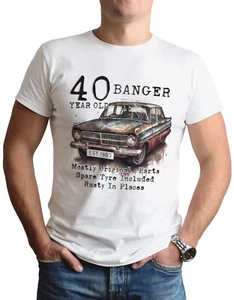 40th Birthday T-Shirt Old Banger Funny Gift For Him Car Mens T Shirt Top Tee 40 - Picture 1 of 2
