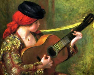 Impresión artística joven española con guitarra de Pierre-Auguste Renoir 8x10" - Imagen 1 de 1