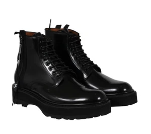 Givenchy Mens Combat Boots US11 EU44 Black Leather Side Zip Lace Up Chunky Sole - Picture 1 of 12