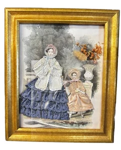 Vintage Embellished Fabric Victorian Woman and Child Picture No Glass - Picture 1 of 6