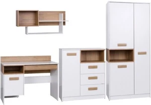 Set cameretta ragazzi GUSTAVO R - 4 pezzi bianco - arredo cameretta bambini - Foto 1 di 13