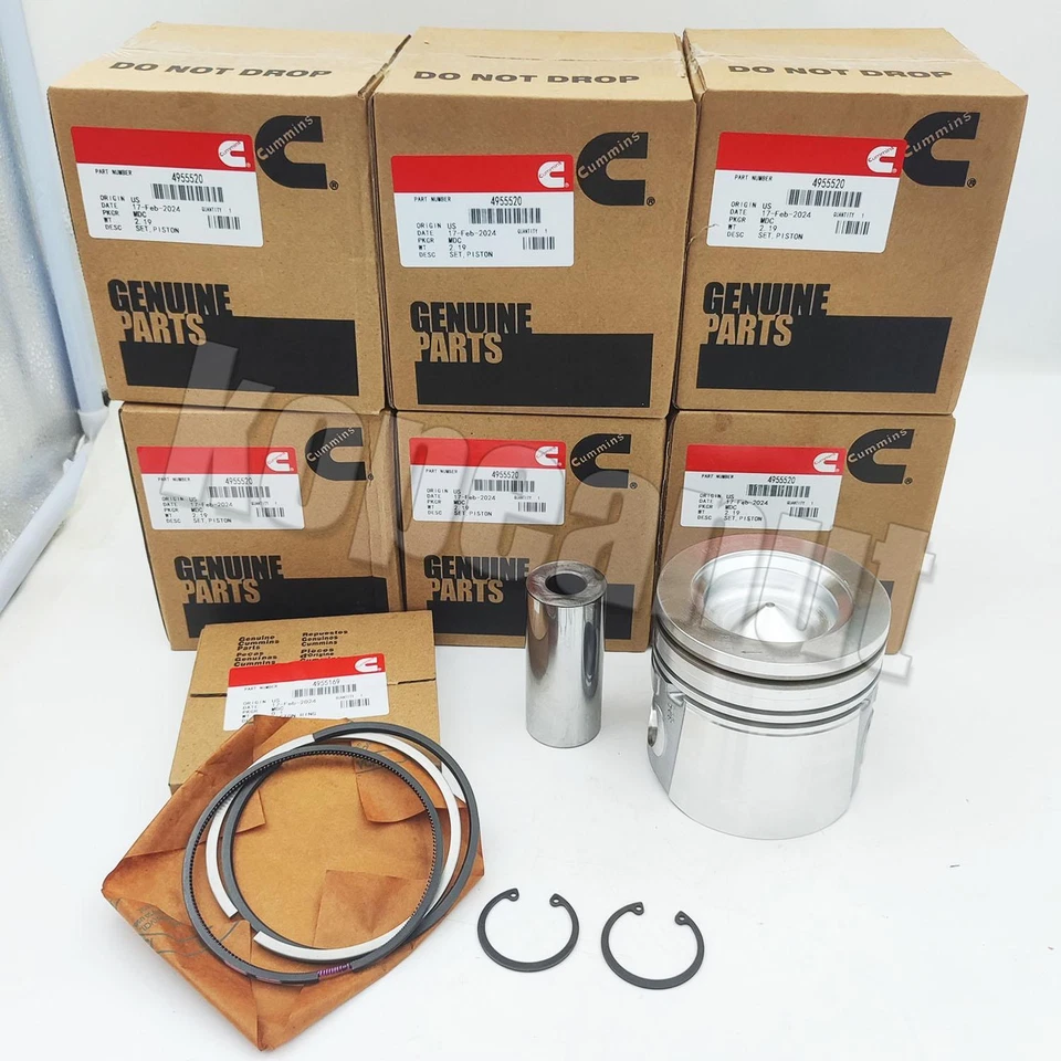 Kit de 6 piezas de anillos de pistón y pistón 4955520 para Dodge Ram 6.7 Cummins 2007-2019 Foto 1 de 4