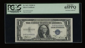$1 1935-B Silver Vinson Gem DD Block Fr. 1611 PCGS 65 PPQ Serial D97314502D - Picture 1 of 2