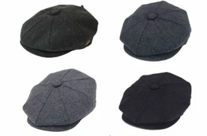 Peaky Blinders Hat Newsboy Flat Cap Herringbone Tweed Wool Baker Boy Gatsby  - Picture 1 of 6