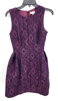Calvin Klein Dress Womens 6 Purple Lace Overlay Scuba Sleeveless Sheath Dressy - Image 1 of 4