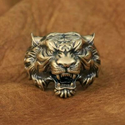 Enorme Anillo Tigre Latón Motociclista Rock Punk Joyería BR130D Talla EE. UU. 7~15 Foto 1 de 4