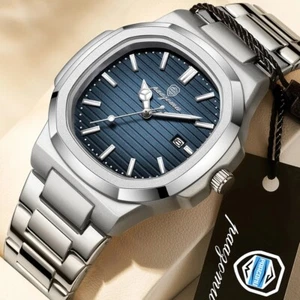 PAAZOMU Luxury Men's Quartz Watch Luminous Waterproof Date Stainless Steel NEW - Picture 1 of 6