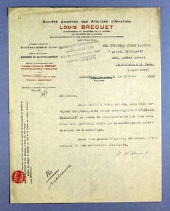 LOUIS BREGUET 1922 VINTAGE AVIATION LETTER HEAD - Picture 1 of 2