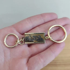 Vintage Anson Ducks Cattails Key Chain Gold Tone Protector Holder Engraved - Picture 1 of 5