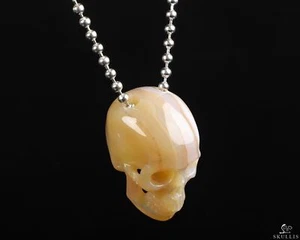 Hohler 1,4" Premium brasilianischer Achat geschnitzter Kristall Schädel Anhänger mit 925 - Bild 1 von 10