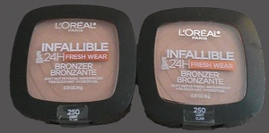 L'Oreal Paris Infallible 24HR Fresh Wear Waterproof Bronzer 250 LIGHT Lot of 2 - Picture 1 of 2