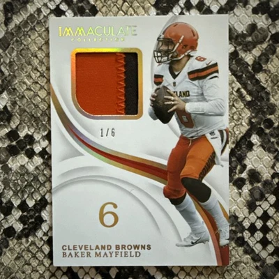 2019 PANINI IMMACULATE BAKER MAYFIELD PATCH 1/6 2 Color BROWNS BUCCANEERS  - Image 1 of 2