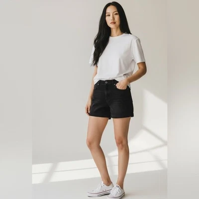 Shorts clássicos de algodão preto Vince - Imagem 1 de 4