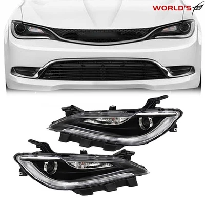 Left+Right Headlights Assembly For Chrysler 200 2016-2017 w/o LED DRL Halogen - Изображение 1 из 4