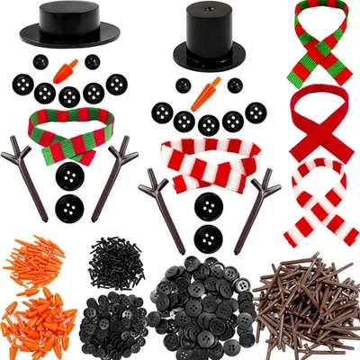 New Haawooky 540 Pcs Snowman DIY Crafts Kit Snowman with Black Hats,Carrot Noses - Image 1 of 4