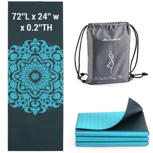 Foldable Travel Yoga Mat Print | 5mm & 6mm Thick Large Pilates Mat | Non-Slip... - Picture 1 of 6