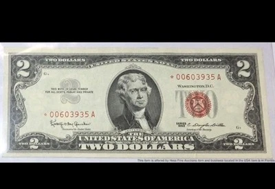 Low Serial Number $2 1963 Star Note Ultra Crisp Never Folded Vintage Historical  - Image 1 of 4