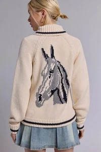 Cárdigan Suéter Urban Outfitters UO BDG Scottie Gráfico Tejido Cremallera Caballo - Nuevo con Etiquetas - Imagen 1 de 8