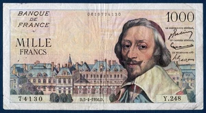 Billet 1000 Francs (Richelieu) 5-4-1956. France - Picture 1 of 2