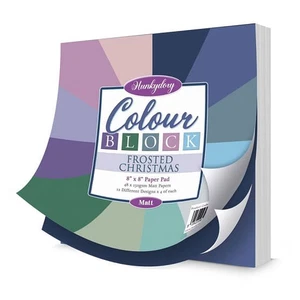 HUNKYDORY COLOUR BLOCK FROSTED CHRISTMAS 8"X 8 PAPER PAD - 48 X 150 GSM MATT - Picture 1 of 2