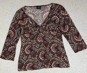 Vtg JKLA California Tunic Top Women Size Medium Colorful Paisley Stretch Y2k - Picture 1 of 11