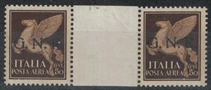 ITALIA RSI 1943 50c PA Imperiale GNR (Verona) coppia ponte con interspazio MNH** - Picture 1 of 1